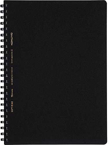Kokuyo Spiral Graph Notebook, 8.3'' x 5.8'' Business Journal A5 Soft Ring Notebooks with 5mm Grid Ruled, 70 Perforated Sheets, Black 1 Subject Notebook, Note Taking for Work.Japan Import(SU-SV437S5-D)