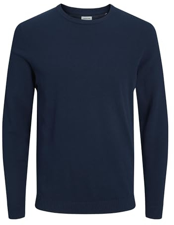 Jack & Jones Men's Jjebasic Knit Crew Neck Noos Jumper, Blue (Navy Blazer), S UK