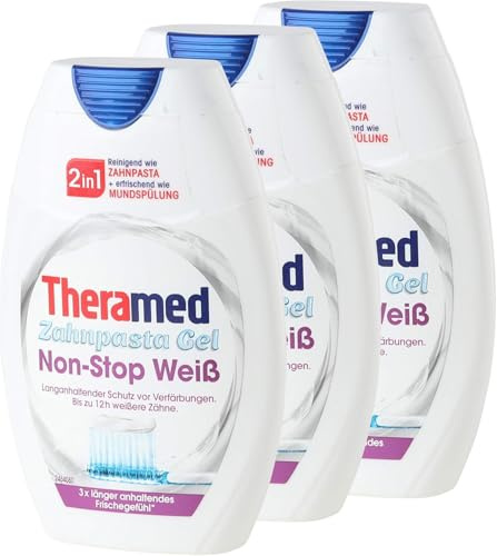 3x Theramed Non-Stop White Antibakterieller-schutz 2 in1 Zahncreme Mundspülung