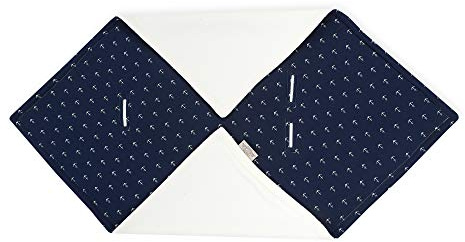 KraftKids Decke für Babyschale in Musselin dunkelblau Anker, 75 x 75 cm große Baby-Decke, flauschig warme Fleece-Decke