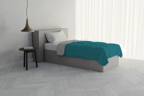 Italian Bed Linen Piumino Estivo, Microfibra, Ottanio/Grigio Chiaro, 1 Posto