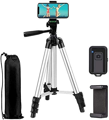 EVERESTA 42 Inch Smartphone Tripod and Clicker, Phone tripod stand with Phone Holder Mount and Bluetooth Remote Shutter