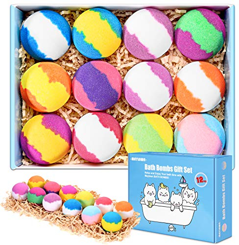 Bath Bombs Gift Set, 12pcs Handmade Fizzy Bubble Bath Bombs, Vegan & Cruelty Free, Perfect for Bubble and Spa Bath, Birthday Mothers Day Gifts Idea for Her/Him, Wife, Girlfriend