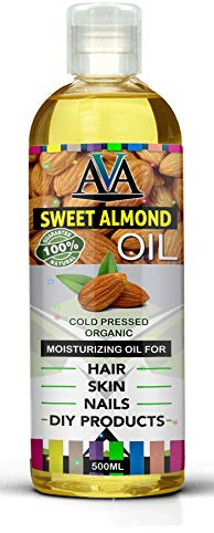 500ml Sweet Almond Oil, Cold Pressed for Hair, Skin, Face Care & Massage Fragrance free