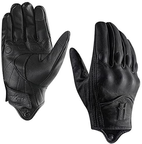 Harssidanzar Ladies Motorcycle Gloves,Womens Motorcycle Riding Driving Glove for Women,Motorbike Powersports Gloves Touchscreen GL016,Black, Size L