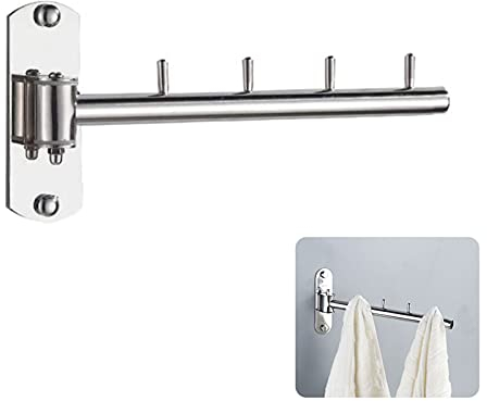 KRISFD Kleiderhaken Wand Kleiderständer Klappbar Handtuchhalter Kleiderstange Garderobenhaken Hakenleiste Bad Schwingarm-Halterung Für Kleidung, Zum Aufhängen, Zur Wandmontage, Gebürstet