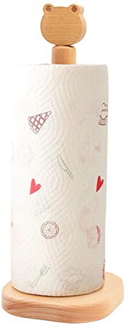 LNJ Küchentuchständer - Küchenrollenhalter Stehend Aus Holz - Tierform Freistehender Küchenpapierhalter - Küchenpapierhalter Papierhandtuchhalter - Rollenhalter Für Küchentücher Küchenrolle (Frosch)