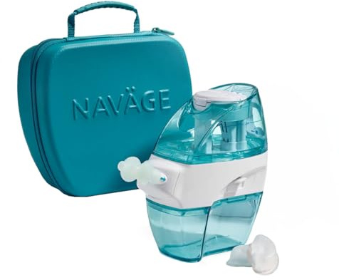 Navage Essentials Bundle - Nasal Irrigation System - Saline Nasal Rinse Kit with 1 Nose Cleaner, 30 SaltPods, Countertop Caddy and Teal Travel Case