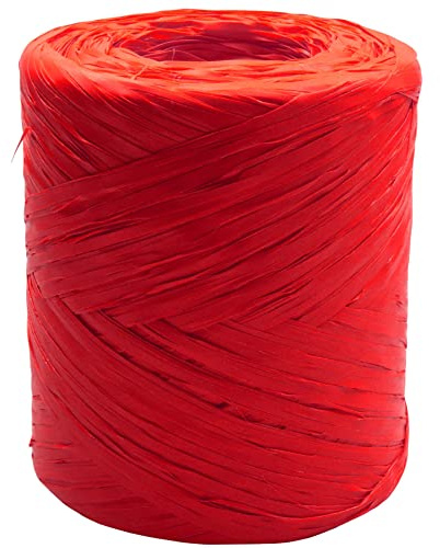 Bast auf einer Rolle, synthetisches Bast, 220 yard, Papierband, natürliches Basteln, für Geschenke, Weihnachtsblumensträuße, Dekorationen, 200 m (Rot)