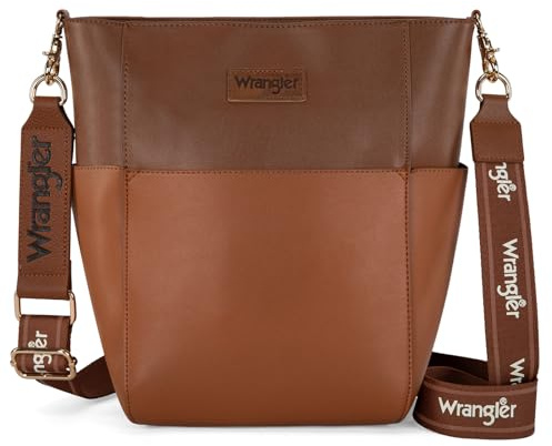 Wrangler hinkhandväskor för kvinnor crossbody axelväska med organiseringsinsats, Vit tvättad, Western