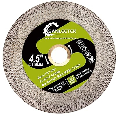 SANLEETEK Disco Diamantato 115mm Dischi Taglio Diamantati per Gres Piastrelle Ceramica Marmo Pietra Artificiale con Griglia a X Bifacciale