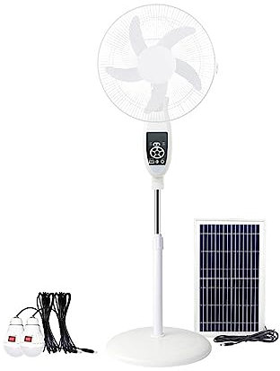 Buhelyc Ventilador De Pie con Mando A Distancia Y Temporizador, Ventilador Solar, Oscilante 90º, 9 Velocidades, OscilacióN AutomáTica, Silencioso, Ventilador Bajo Consumo, Recargable