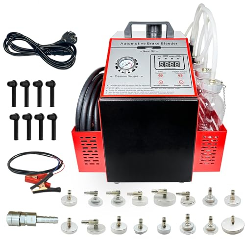 Qinbu 12V220V110V purgeur de Frein Voiture, Remplacement de la Pulsation et de la Pression constante, pour Le Remplacement simultané de 4 Roues avec Adaptateur Automobile 16 pièces