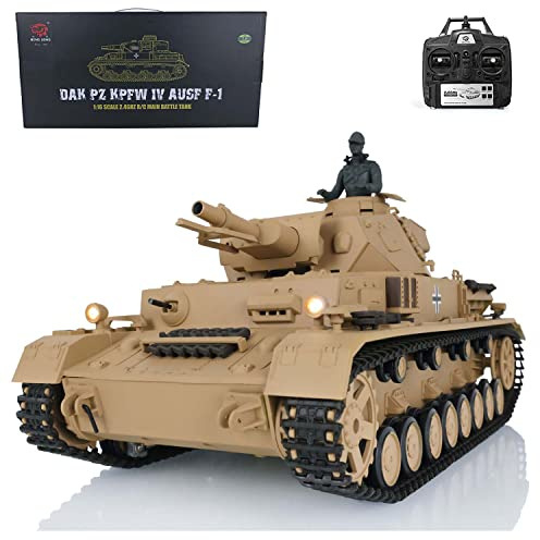 wheelfun Heng Long 1/16 Panzer IV RC Tank - 2.4G Fernbedienung BB Shooting Airsoft Tank Modell 3858-360° Turm Rotation, Generator ausgestattet, Militär Fahrzeug aus Kunststoff fertig