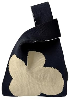 Anopo Small Knot Bag for Women Knitted Tote Bag Wristlet Handbag | Compact Portable Knit Wristlet, Wide Strap, for Daily Casual Travel Summer Beach