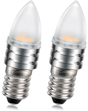 Ruiandsion 2pcs E10 Screw Base LED Bulb Warm White 9V 2835 2SMD Replacement for Flashlights Torch Work Lights, Non-Polarity