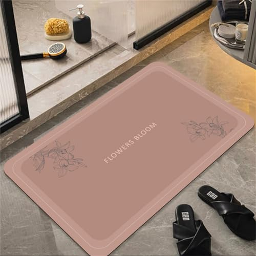 Badematte Rutschfest 140x200cm, Super Absorbierende Badezimmerteppich, Badteppich Schnelltrocknende Badvorleger Bath Mat Waschbar Duschvorleger Bodenmatte für Dusche, Badewannen, Home Badezimmer, Rosa