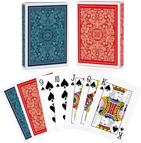Spielkarten 2 Stück Standard Spielkarten Designer Profi Pokerkarten Kartendeck Spielkarten für Familien Kartenspiele Party Texas Holdem Poker Blackjack Euchre Canasta Pinochle-Kartenspiel Casino Grade