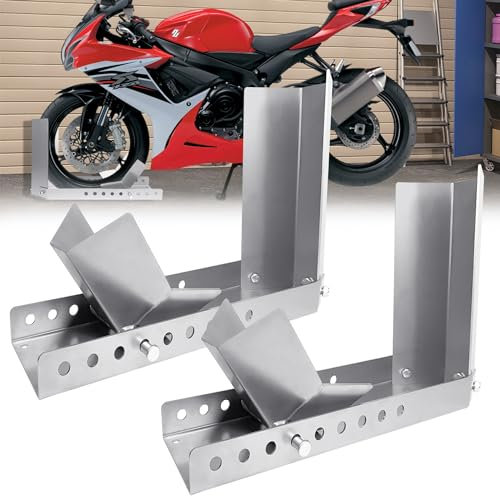 JNGLGO Verladeschiene Motorradwippe Motorrad Vorderradklemme Verladehilfe Motorradklemme Motorrad Transportständer 2 Stück Silber
