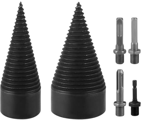 Spaccalegna per Trapano in Acciaio al Carbonio da 32 mm e 42 mm, con Tre Tipi di Maniglie Inclusi, Ideale per Uso Domestico e Outdoor