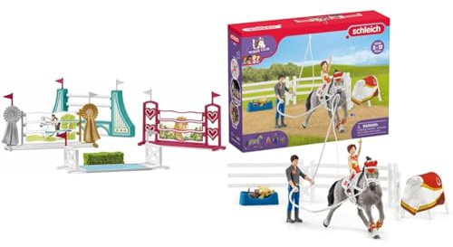 SCHLEICH 42612 Hindernisse Zubehör, für Kinder ab 5-12 Jahren, Horse Club - Zubehör & 42443 Horse Club Mias Voltigier-Reitset