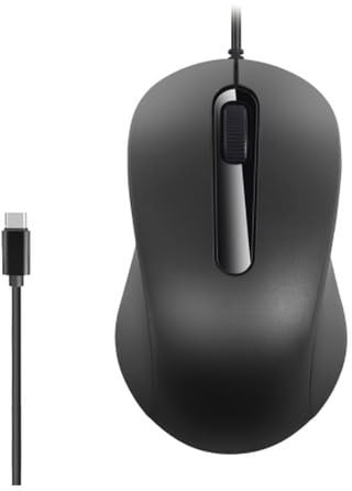 Wired Mouse Type-C Portable Silent High-Precision Ergonomic Optical Mouse 3 Buttons Luminous Scroll Wheel Ambidextrous for Laptop Smartphone Tablet MacBook Office Home Travel Boy Girl Gift（Black）