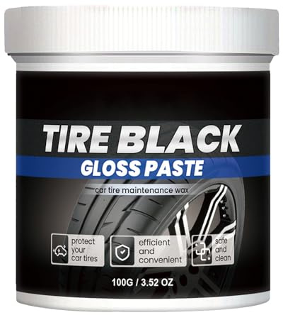 KOAHDE Pflegepaste für Autoreifen,Reifenreinigercreme,Wasserdichtes Autoreifenwachs,Reifenreiniger und Glanz,Tire Black Wax,Reifenmontagepaste,Autoreifen Pflege für Matten Seidenglanz,100G