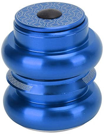 equlup Fahrrad-Steuersatz, 34 mm Aluminiumlegierung-Fahrrad-Headset Doppellager-Fahrrad-Vorderradgabel-Headset für Mountainbikes mit Gewöhnlichen Geraden Rohr-Vorderradgabeln (Blau)