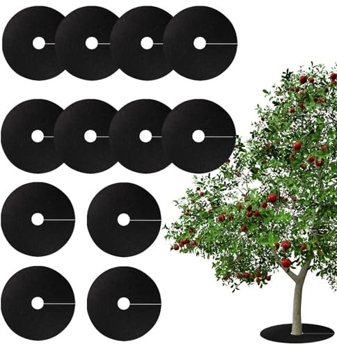 weiting 12 discos de mantillo para árbol de protección de árboles, placa de mantillo, anillo de mantillo, esterilla protectora para árboles, esterilla protectora para malas hierbas, transpirable,