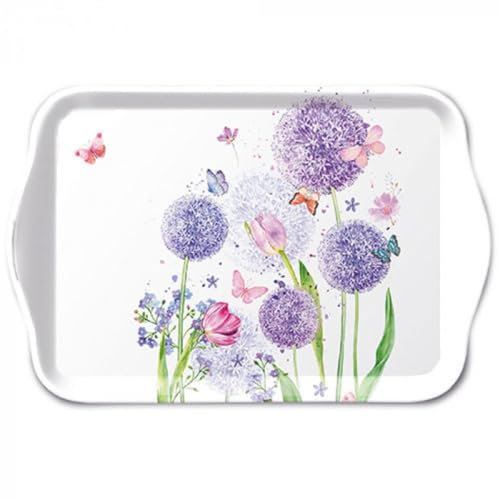 Ambiente Vassoio decorativo piccolo 13 x 21 cm melamina fiori erbe pastello serie Flower Beauty