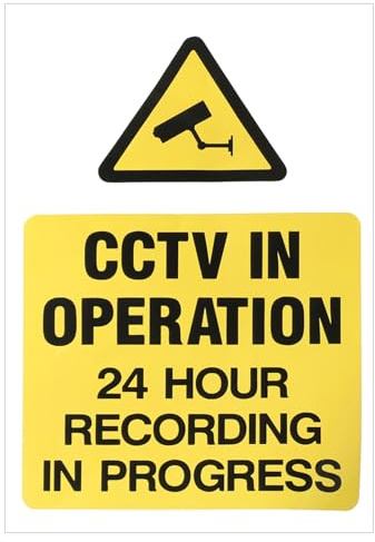 CCTV in Operation Warning Sign - Self-Adhesive PVC Sticker, Waterproof and Durable Safety Surveillance Camera Alert, High Visibility for Indoor and Outdoor Use