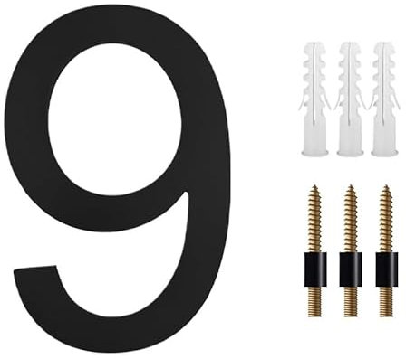 LSHIJI Numero Civico 200mm/8 Pollici Numero civico Galleggiante Nero Numeri ABCD Segnale indirizzo #0-9 Lettere Grandi targhe Moderne for Porte Casa Esterno Numeri Numeri Civici(9)