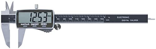 Calibre pie de rey digital con pantalla LCD grande, precisión alta, medición en mm/inch, ideal para medir con exactitud en trabajos de carpintería y mecánica.