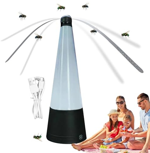 Ventilateur à Mouches - Effaroucheur Électrique | de Table | Rechargeable USB avec Lumière LED, Ventilateur Portable Sans Produits Chimiques Protéger la Nourriture Dîners Plein Air