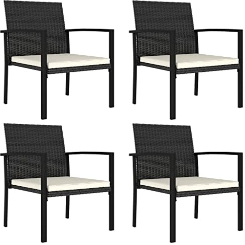 Frdhee Esszimmerstuhl Terrassenstühle, Garten-Essstühle 4 STK. Poly Rattan Schwarz für Bistro, Küche, Innen