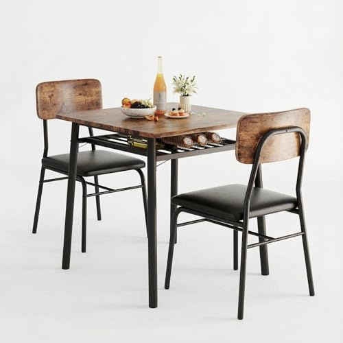 Zstar Juego De Mesa y Sillas De Comedor De Cocina, Que Incluye Una Mesa De Comedor (con Espacio De Almacenamiento) y Dos Sillas, Diseño Que Ahorra Espacio Adecuado para Sala De Estar, Comedor y Bar.
