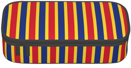 Durable Zippered Stationery Organizer Bag for Kids Flag of Romania Print Pencil case for Office Supplies.
