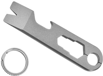 Petit outil de biche multifonction en métal avec clé décapsuleur de survie pour camping, randonnée, pied-de-biche, porte-clés