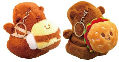 RQcMid 2 Stück Capybara Schlüsselanhänger, Capybara Kuscheltier, Süße Plüschtier Anhänger Für Schlüsselbund Und Rucksack, Capybara Plüschtier Schlüsselanhänger Für Kinder Und Erwachsene