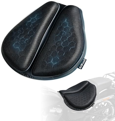 AriKroii Coussin d'assise universel en gel 3D pour moto, structure en nid d'abeille, respirant, absorption des chocs, pour les longs trajets
