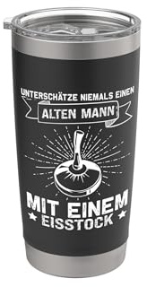 Stockschießen alten Mann Eisstock Rentner Senioren Doppelwandiger Edelstahl-Thermobecher
