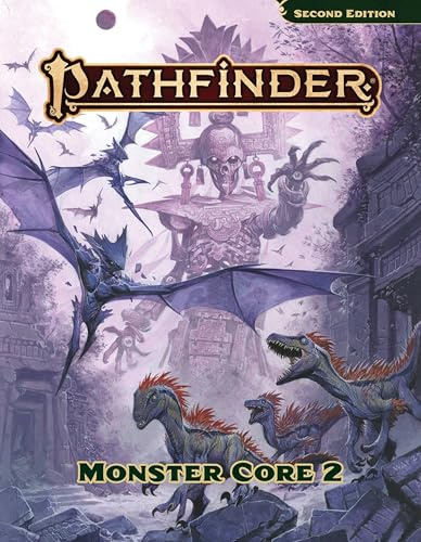 Pathfinder Monster Core 2 Paperback Edition, Second Edition Remaster, 278 Pages, Over 300 Monsters, Eight New Dragons, Simple Templates, ORC License, Full-Color Illustrations