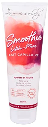 Les Secrets De Loly – Smoothie Litchi-Mûre – Lait Capillaire Hydratant et Nourissant Sans Rinçage – Soin Cheveux Secs – Parfum Fruité – 250ml