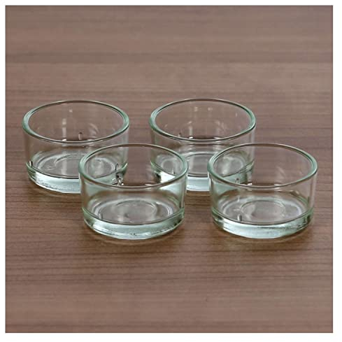 klare Teelichtgläser flach für 40mm Standard Teelichter Glas Teelichthalter, Größe:4er Set