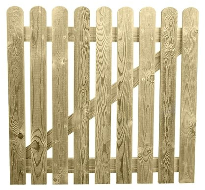 Ruby Pressure Treated Garden Gate - Round Top Picket Gate for Garden and Pedestrian Access, Scandinavian Softwood with Natural Aesthetic, Heavy Duty and Weather Resistant (3 x 3ft)