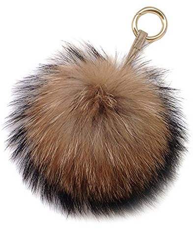 feifanshop Damen Pom Pom Bommel Anhänger Taschenanhänger Schlüsselanhänger für Handtaschen, Rückspiegel im Auto (Braun)