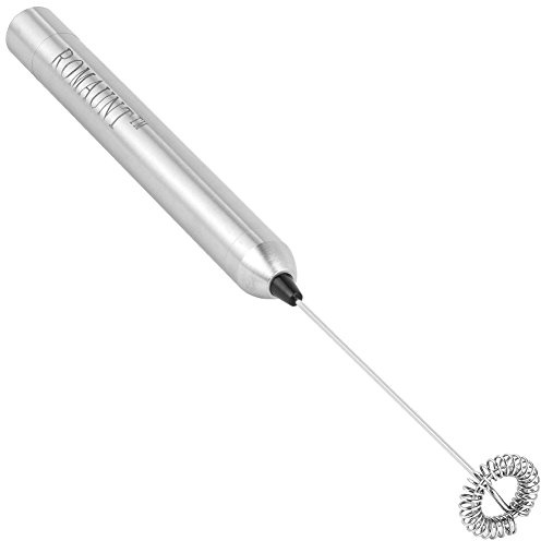Handheld Milk Frother, ROMAUNT Battery Operated Electric HandHeld Portable Mini Mixer Machine Foam Coffee Maker for Latte Cappuccino Milk Foamer 304 Stainless Steel Whisk