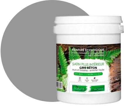 Pintura natural ecológica con aspecto de satén NATURA – Tassili – Pared interior – 18 m² (gris hormigón)