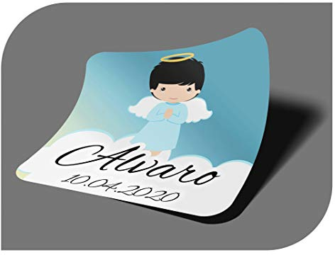 CrisPhy personalisierbare Aufkleber zur Kommunion oder Taufe mit Namen und Datum, Aufkleber für Einladungen zur Hochzeit, Verlobung, Geburtstag, Party, Vintage, Stempel