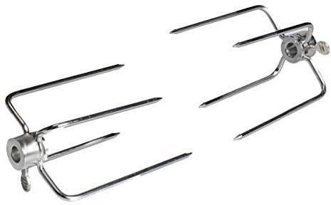 SANTOS Edelstahl Fleischklammer, Krallen, Spießgabel, Edelstahl für Drehspieße mit bis zu Ø14mm - Vierkant Forken für Ihre Gasgrill-/Kugelgrill-Rotisserie